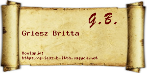 Griesz Britta névjegykártya